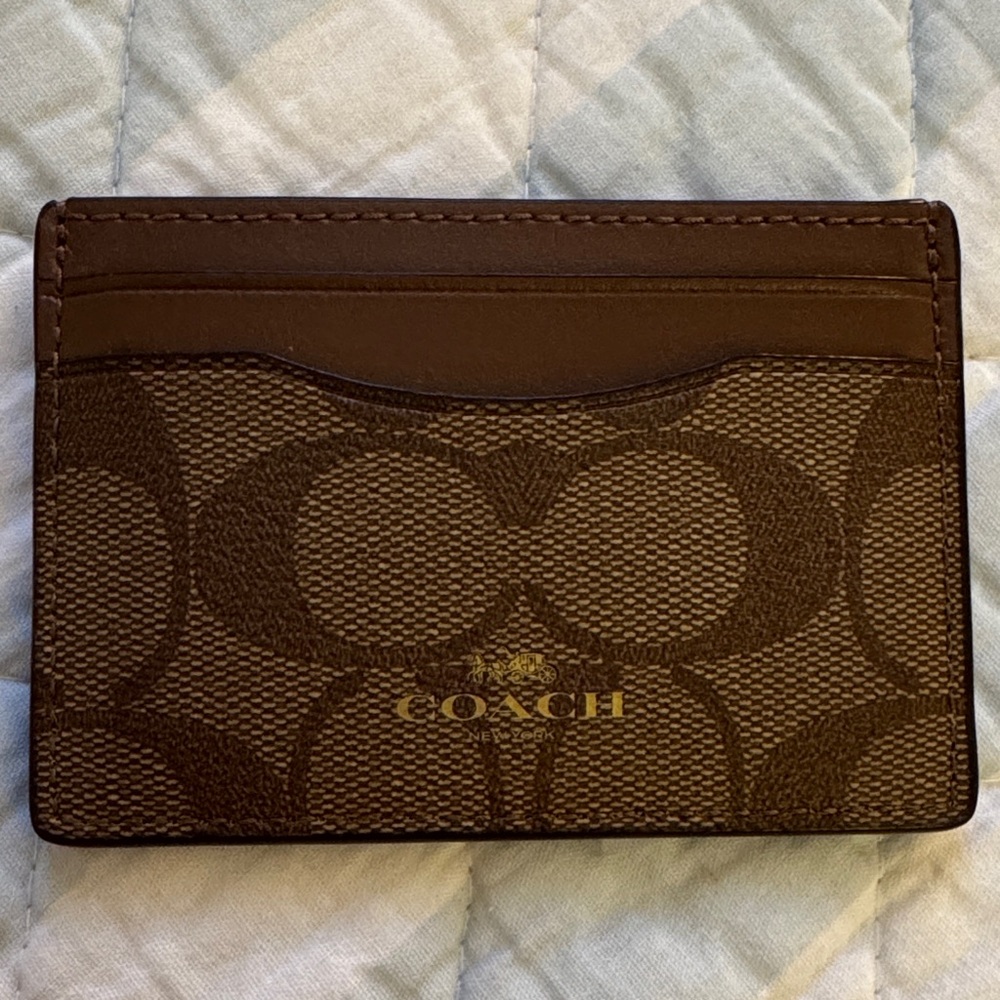 Coach card case in signature canvas